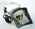 Steel Mesh Visor Attached To Helmet With Earmuffs