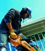 Polycarbonate Clear Plastic Visor Attached to Hard hat with Earmuffs Industrial Working